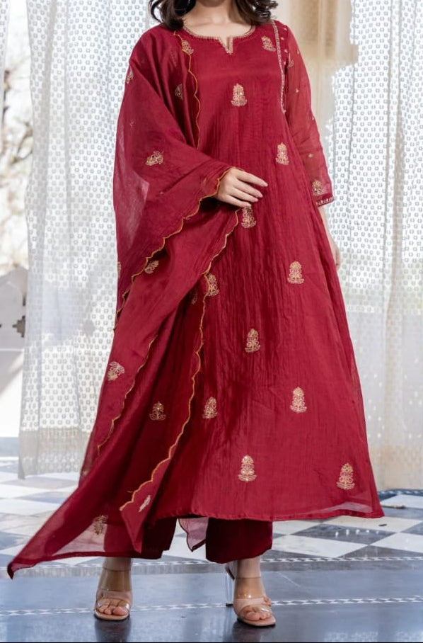 KRT-102: Cotton Kurti Set With Elephant Print & Tubelight Sequin Work