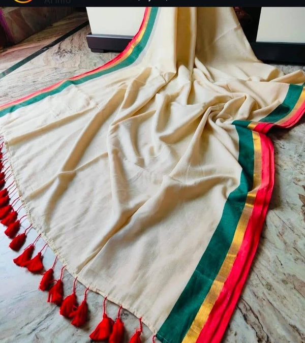 MU-TRICOLOR: Tricolor Festive Cotton Saree