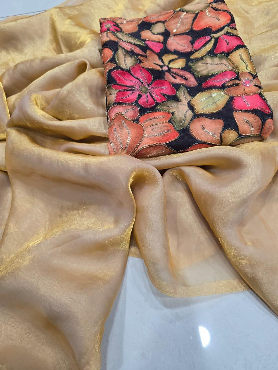 FSD-001:Fendi Satin Dual Shade Saree