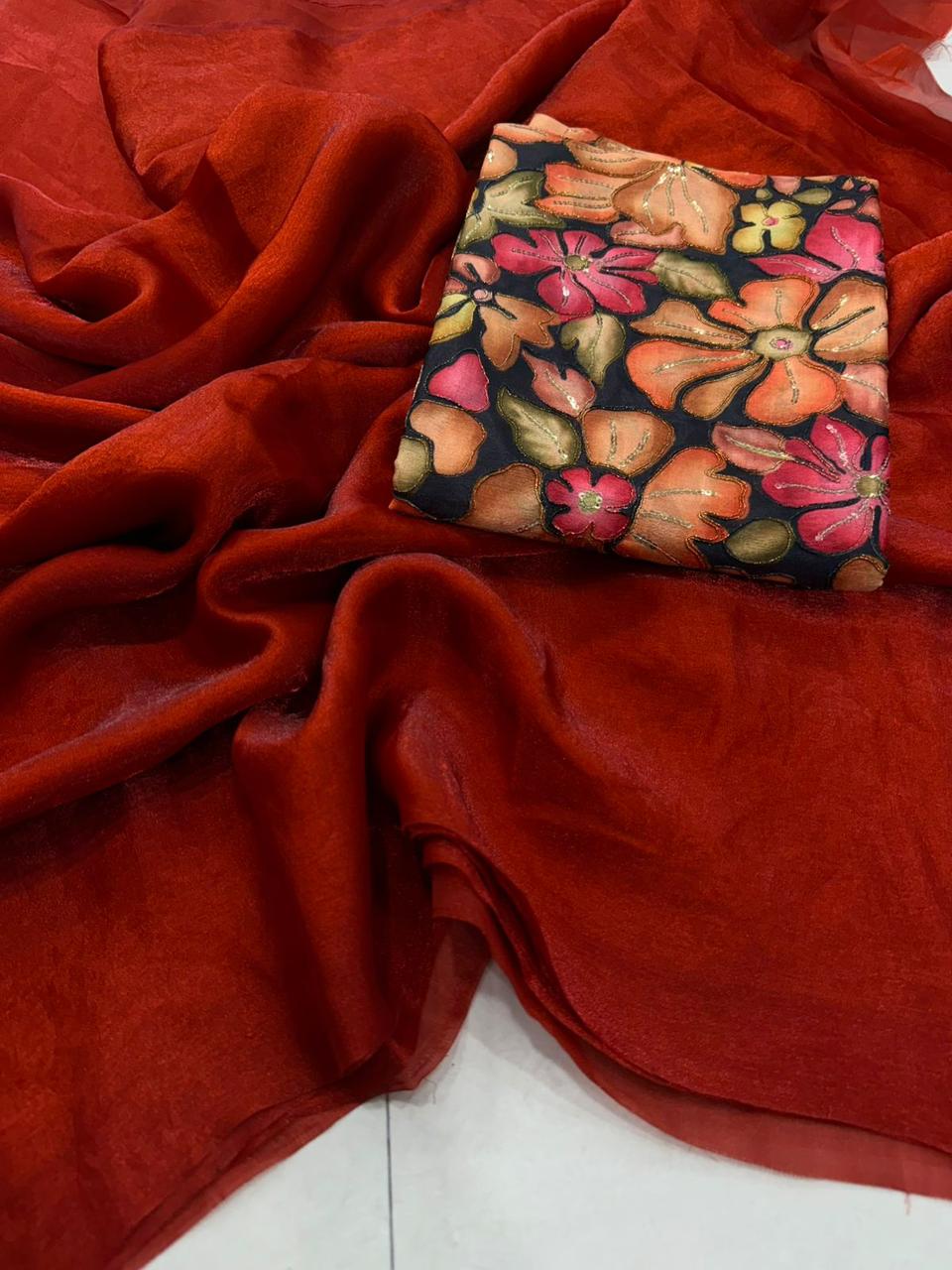 FSD-001:Fendi Satin Dual Shade Saree