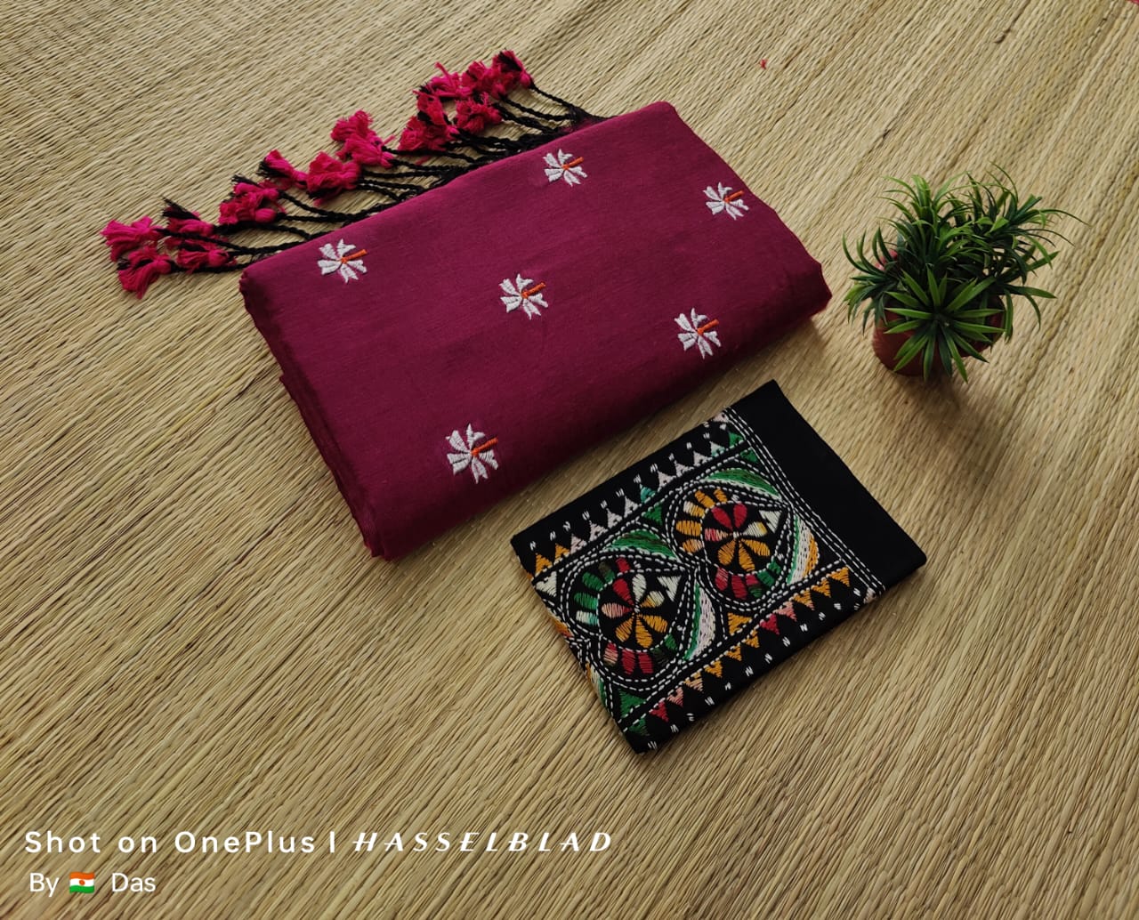 HKC-SS04: Handloom Khadi-Cotton Shiuli Saree