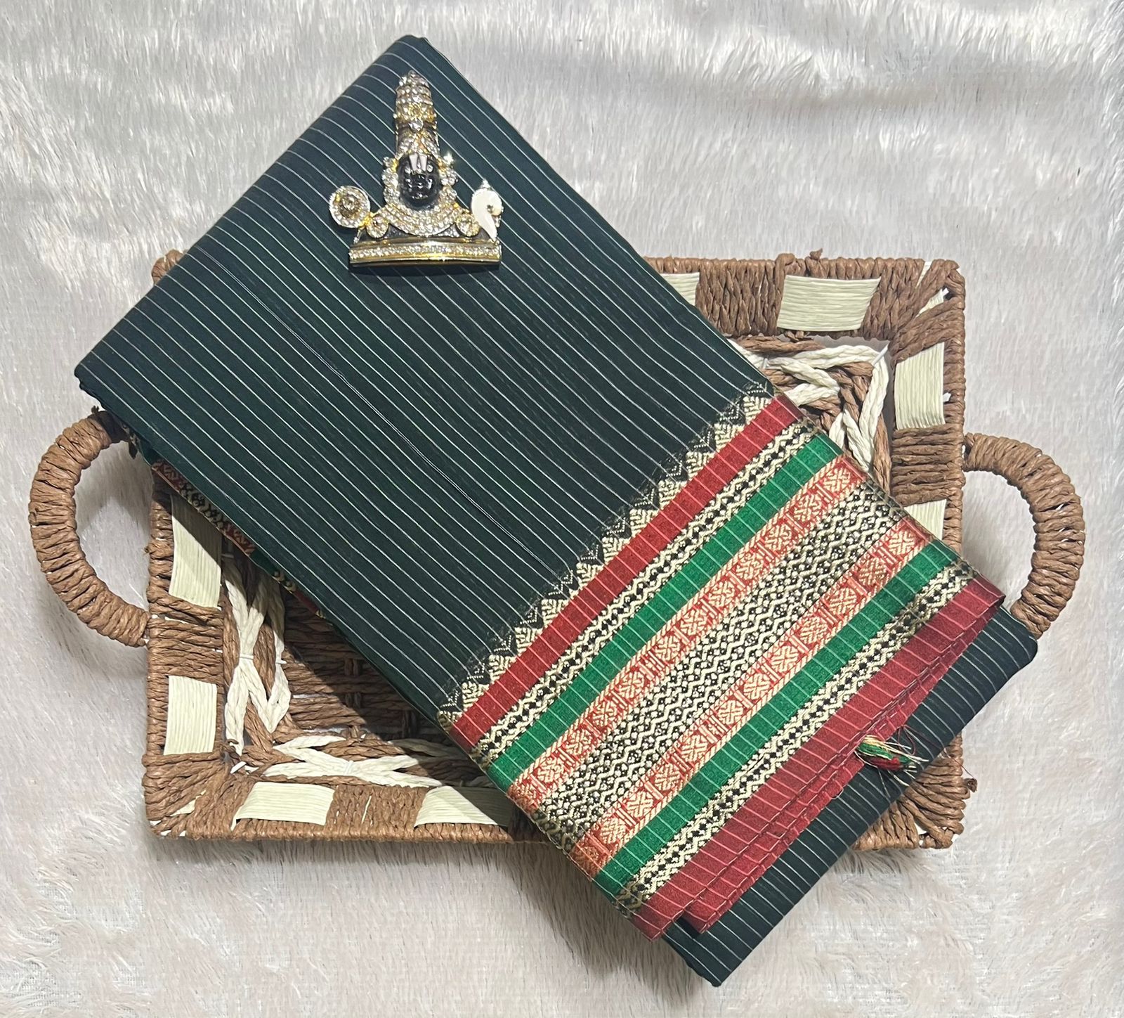 NP-STRIPE-CC: Narayanpeth Drapes Pure Mercerised Cotton with Striped Pallu