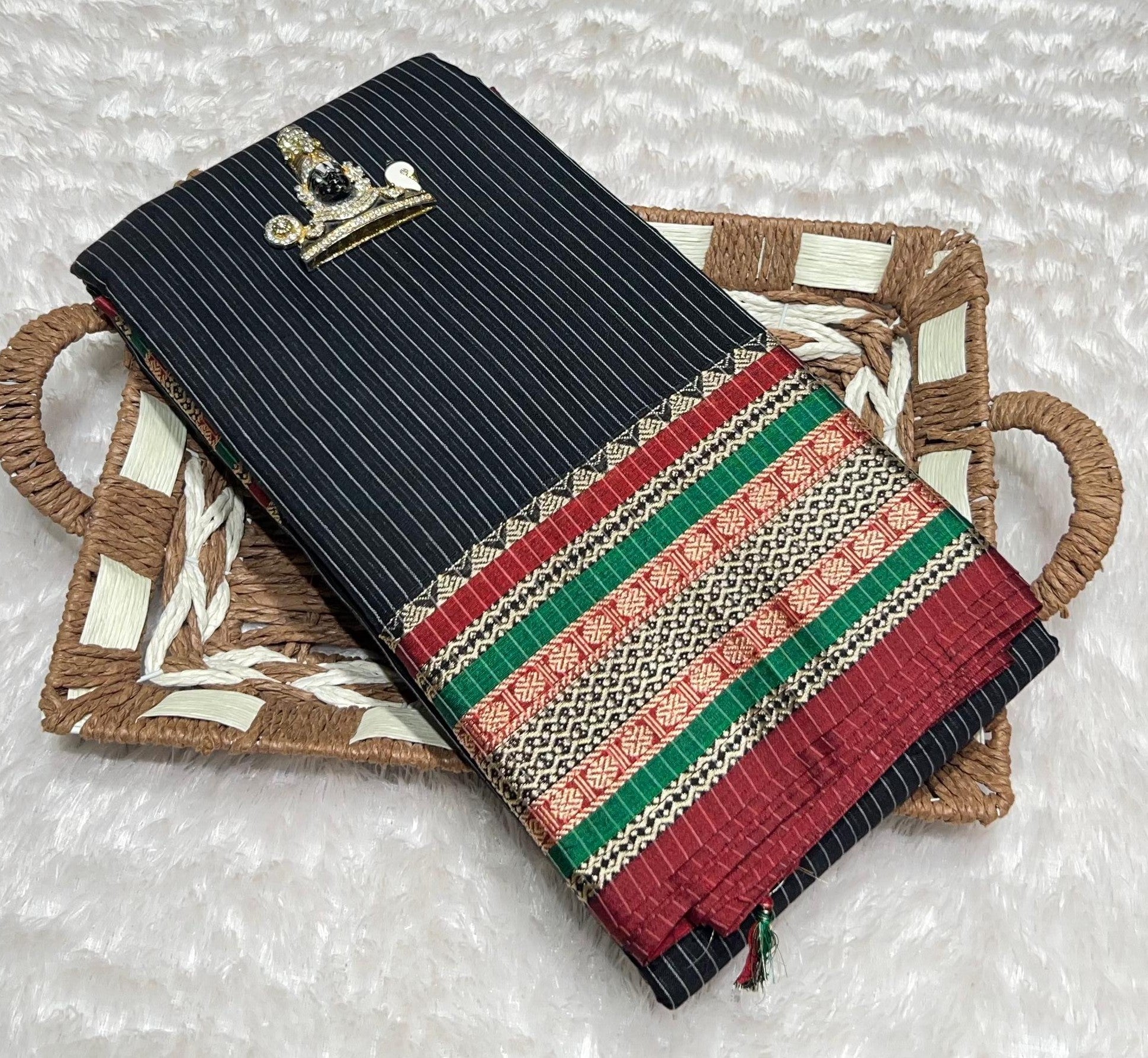 NP-STRIPE-CC: Narayanpeth Drapes Pure Mercerised Cotton with Striped Pallu