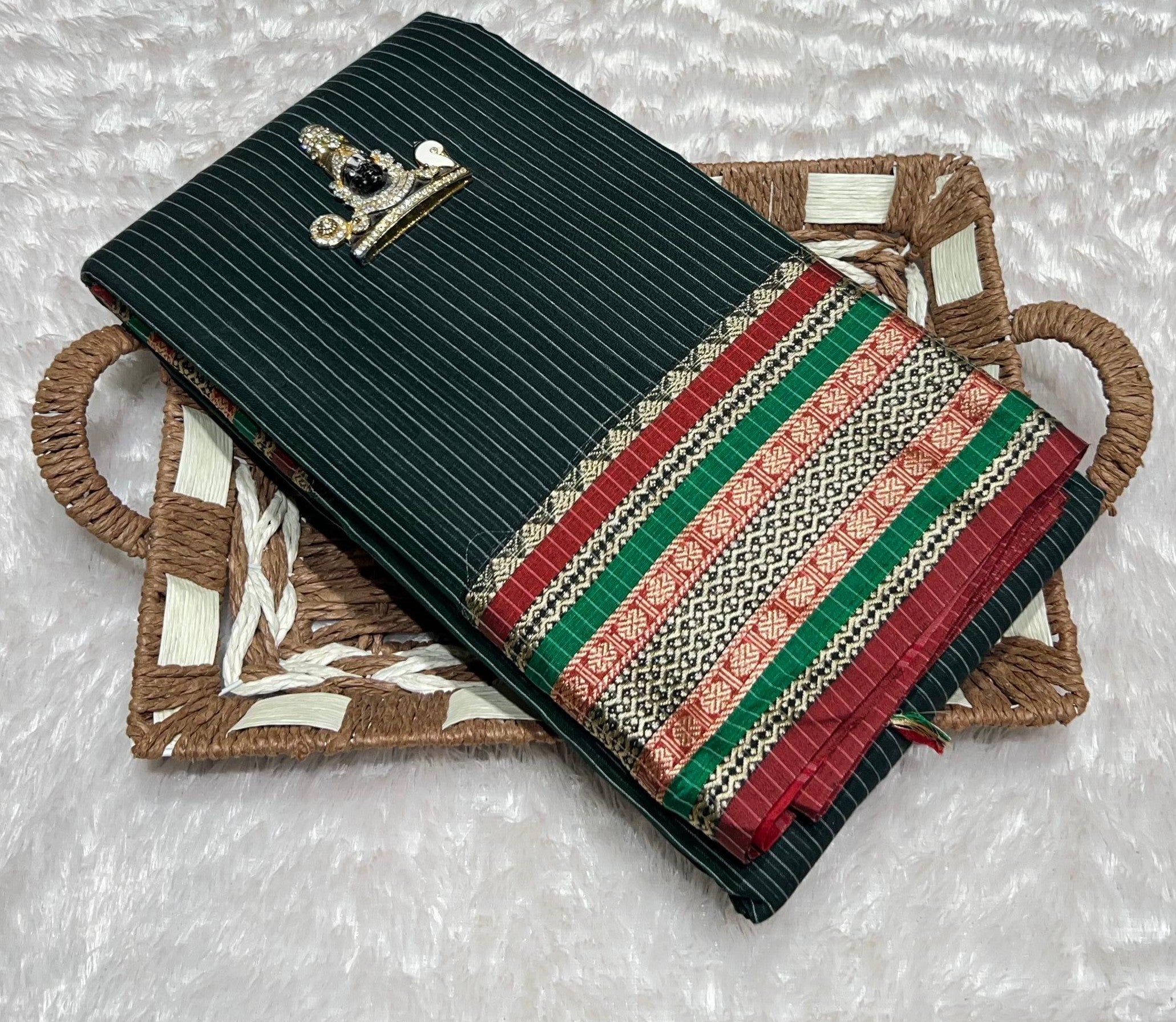 NP-STRIPE-CC: Narayanpeth Drapes Pure Mercerised Cotton with Striped Pallu