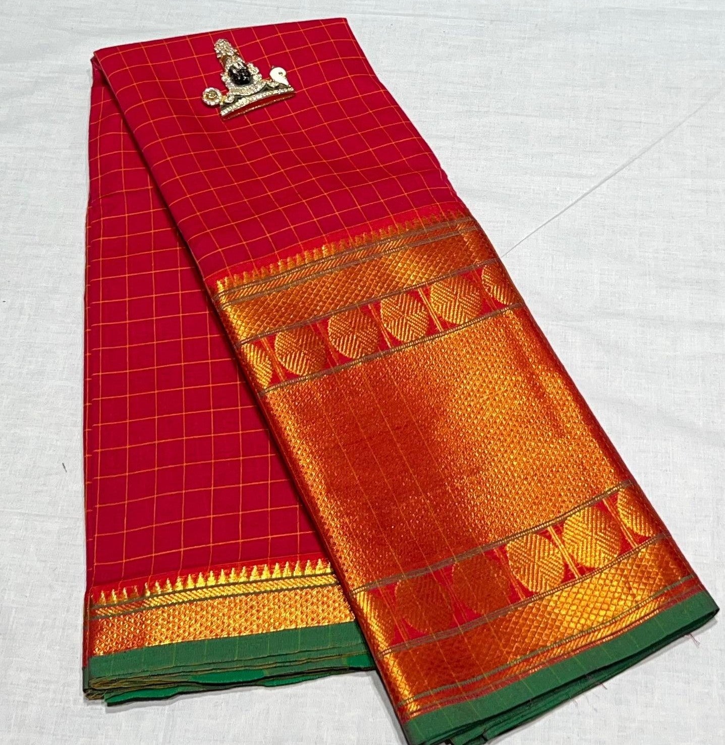 MC-NP-CHK-001: Pure Handwoven mecerise soft cotton narayanpeth sarees