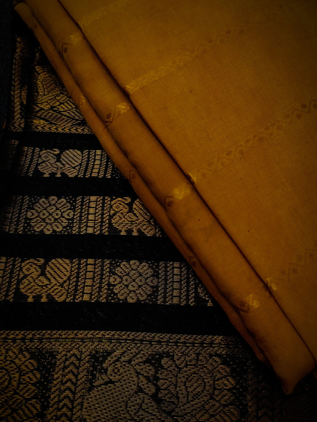 KV-SUVARNA: Golden Yellow Kanchi Veldhari Saree