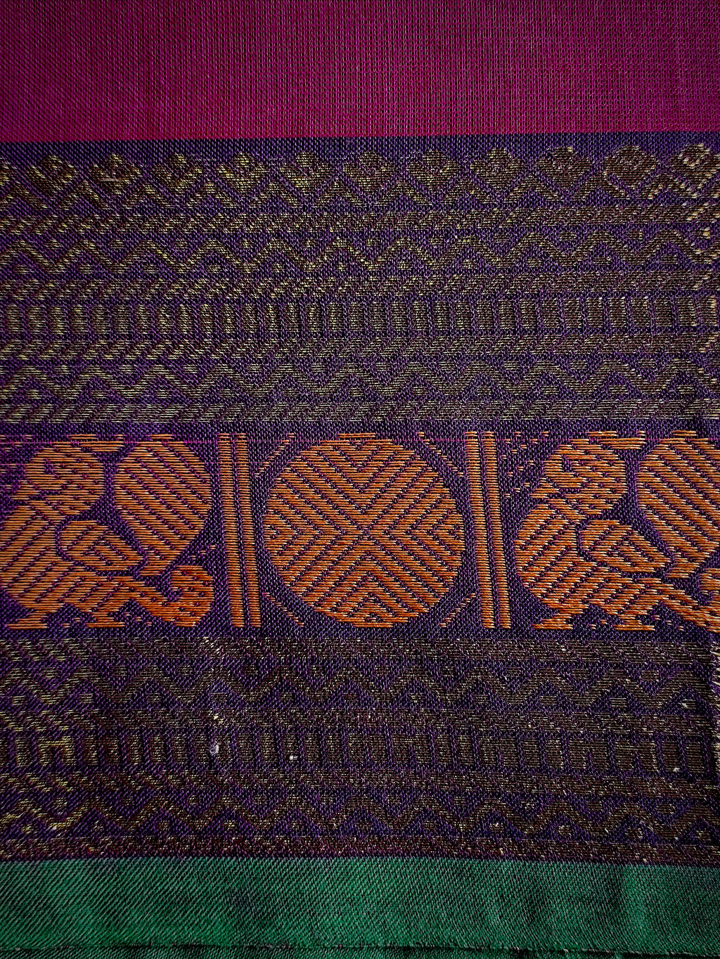 CH-PUSHPA: Magenta Chettinad Cotton Saree with Traditional Border