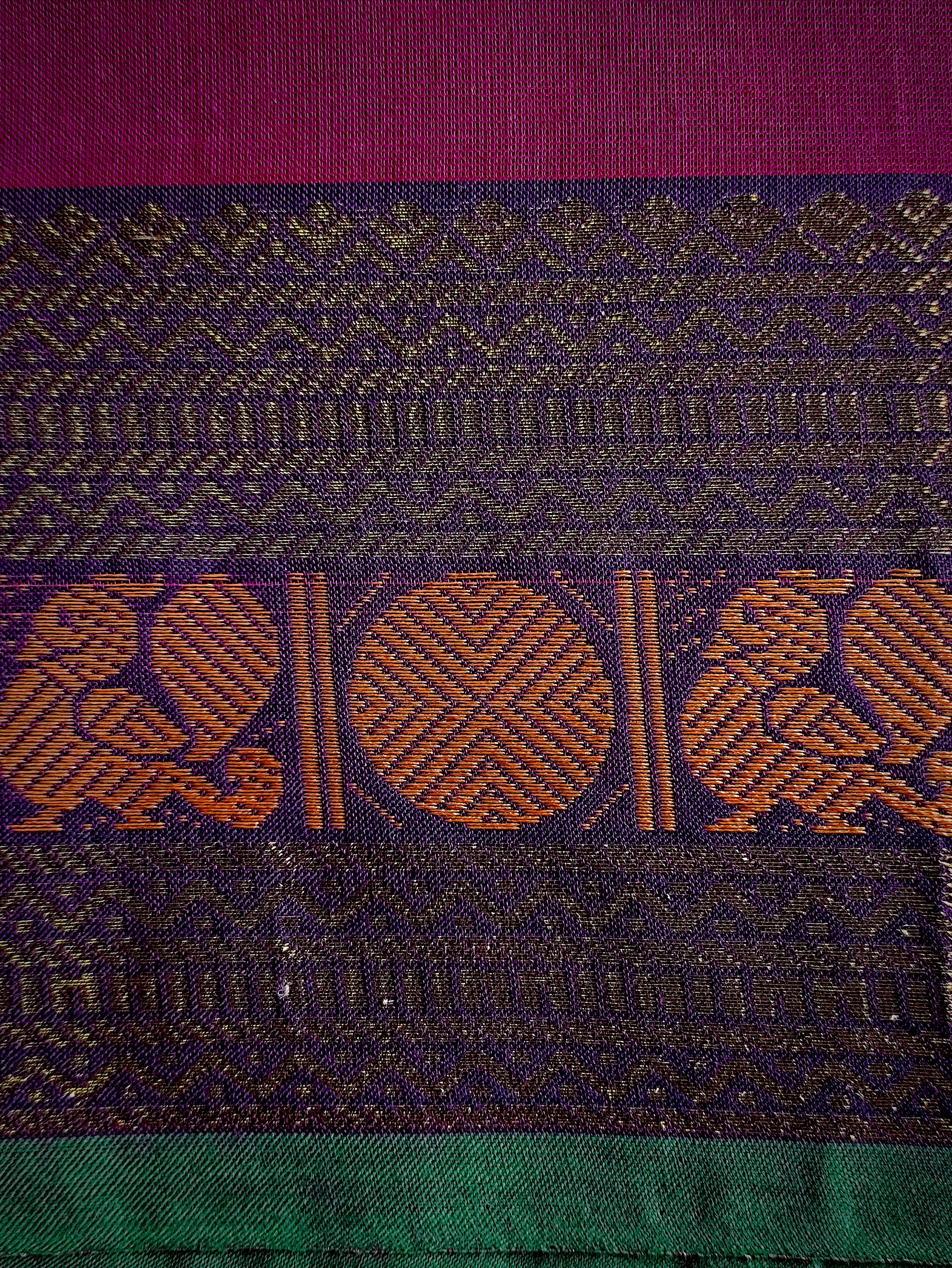 CH-PUSHPA: Magenta Chettinad Cotton Saree with Traditional Border