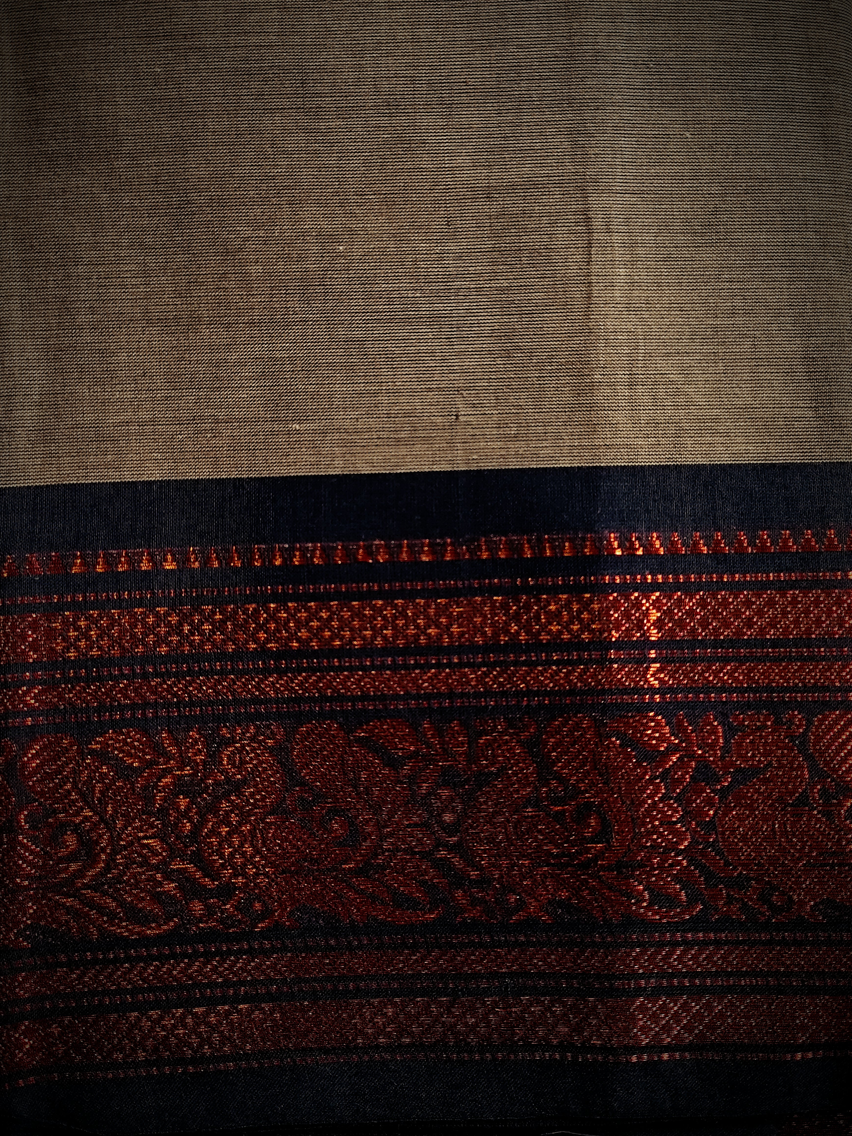 CH-DHRITI: Graphite Grey Chettinad Cotton Saree